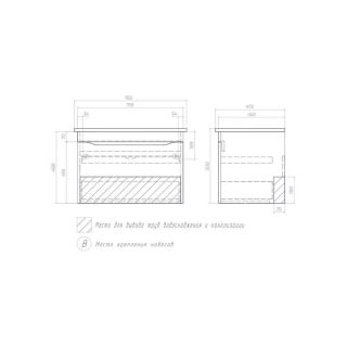 Тумба под раковину подвесная Vigo Grani tp.GRI.OSK.75.1Y 75 см дуб золотой